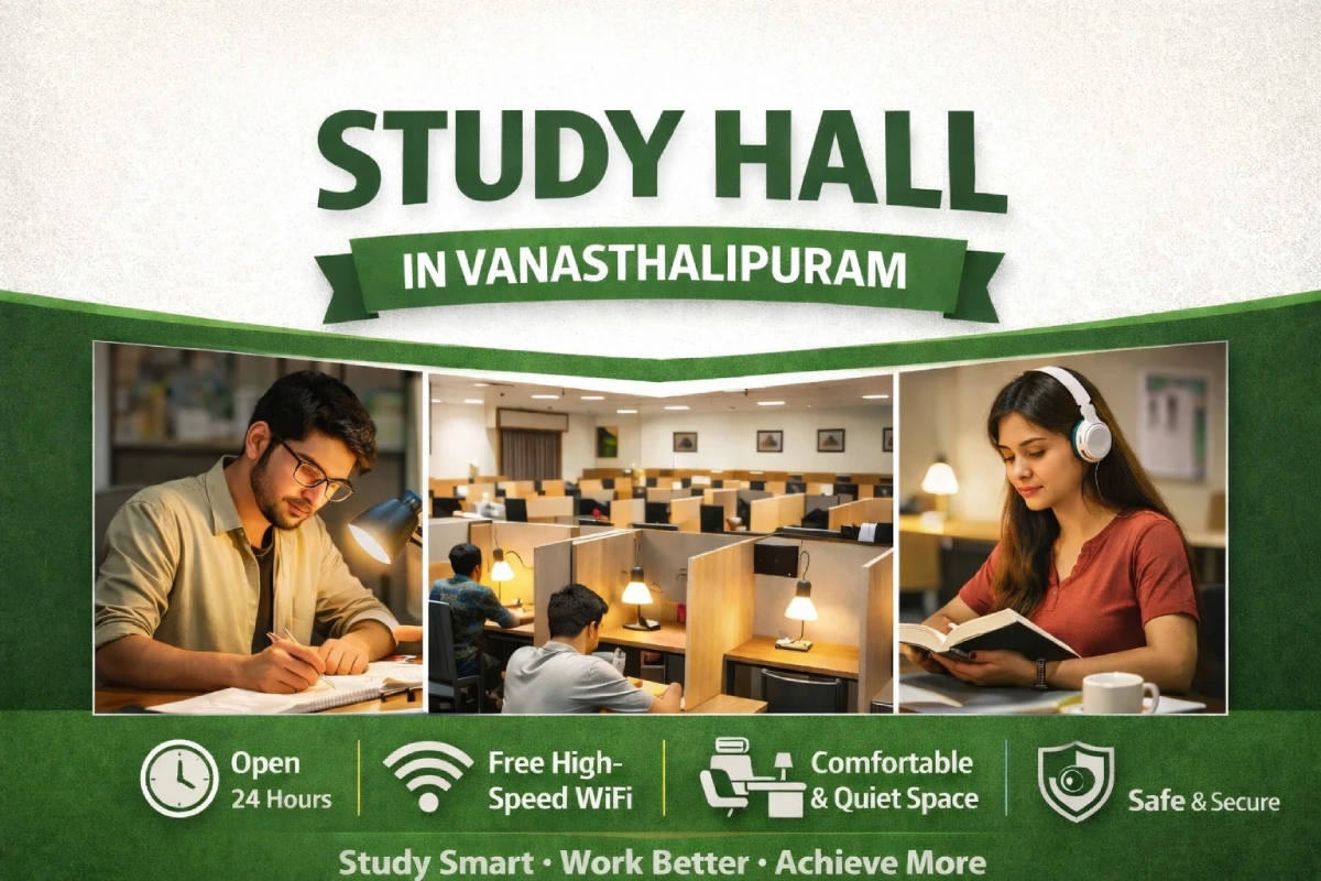 Best study hall and working space in Vanasthalipuram.